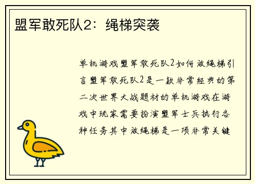 盟军敢死队2：绳梯突袭